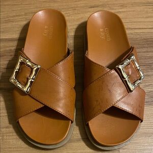 Crown & Ivy Brown Slide Sandals